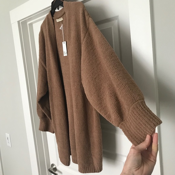 Stitch & Feather open front cardigan bishop sleeves camel color size large - Picture 7 of 14